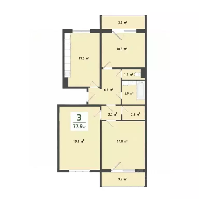 3-к кв. Омская область, Омск проезд 6-й Амурский, 16 (73.8 м) - Фото 0