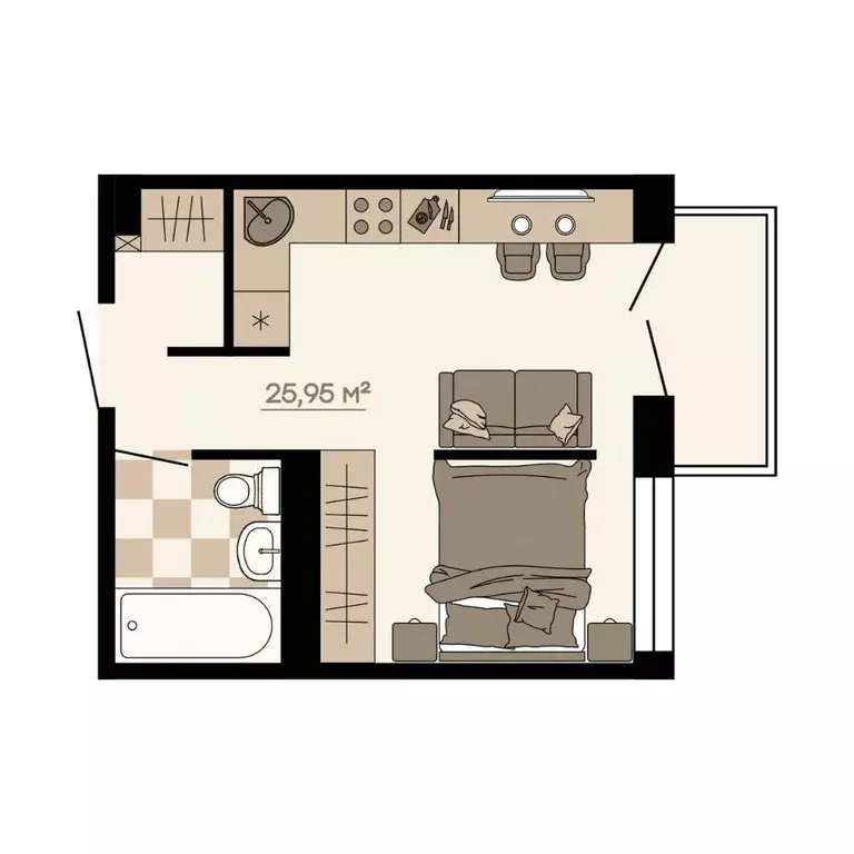 1-к кв. Приморский край, Владивосток ул. Грязелечебница (25.95 м) - Фото 1