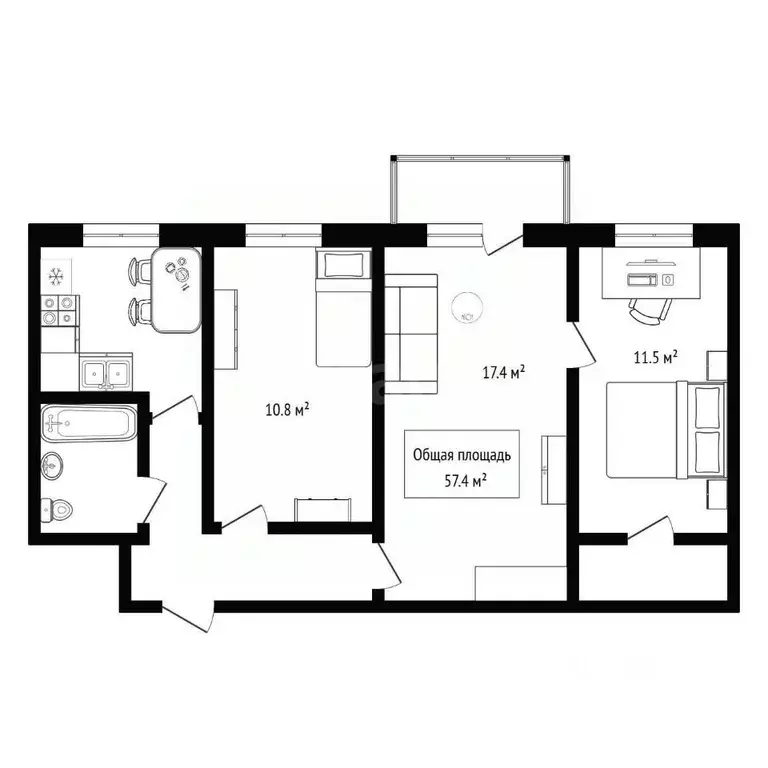 3-к кв. Новосибирская область, Бердск ул. Микрорайон, 6 (57.4 м) - Фото 2