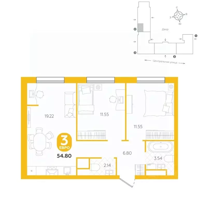 3-к кв. Тюменская область, Тюменский муниципальный округ, с. Горьковка ... - Фото 1