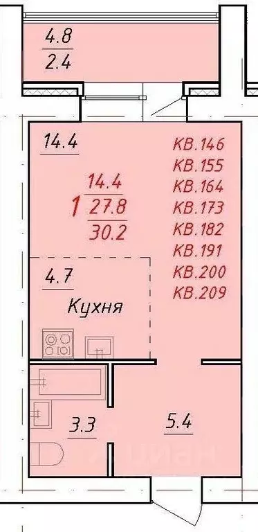 1-к кв. Алтайский край, Новоалтайск Индустриальная ул., 18 (30.2 м) - Фото 0