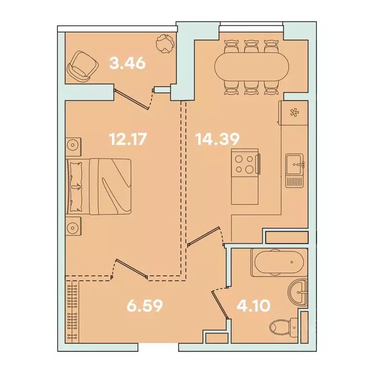 1-к кв. Иркутская область, Иркутск ул. Петрова, 16 (40.71 м) - Фото 0