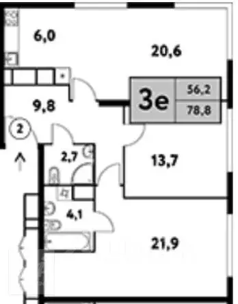3-к кв. Москва Фестивальная ул., 15К4 (78.2 м) - Фото 2