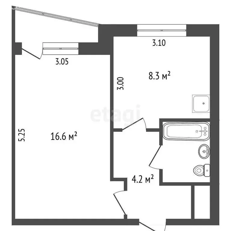 1-комнатная квартира: Набережные Челны, 30-й комплекс, 4 (33.3 м) - Фото 0