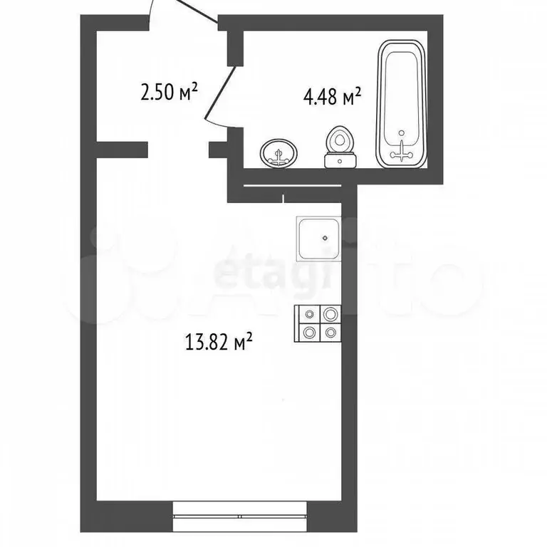 Квартира-студия, 20,6 м, 5/10 эт. - Фото 0