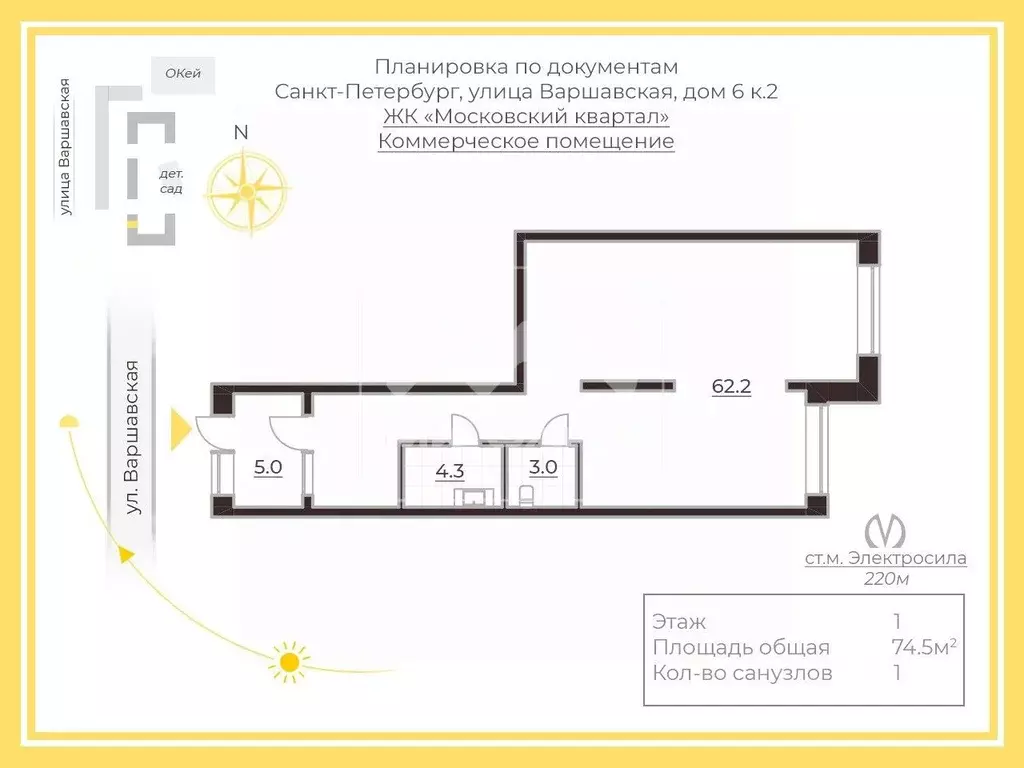 Помещение свободного назначения в Санкт-Петербург Варшавская ул., 6к2 ... - Фото 1
