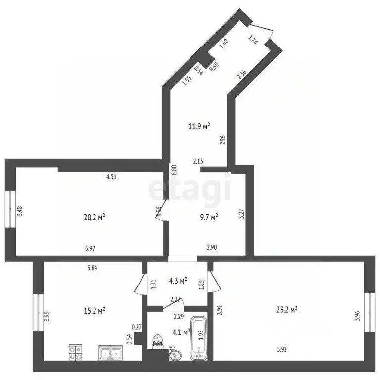 2-к кв. Ханты-Мансийский АО, Ханты-Мансийск ул. Объездная, 10 (88.6 м) - Фото 1
