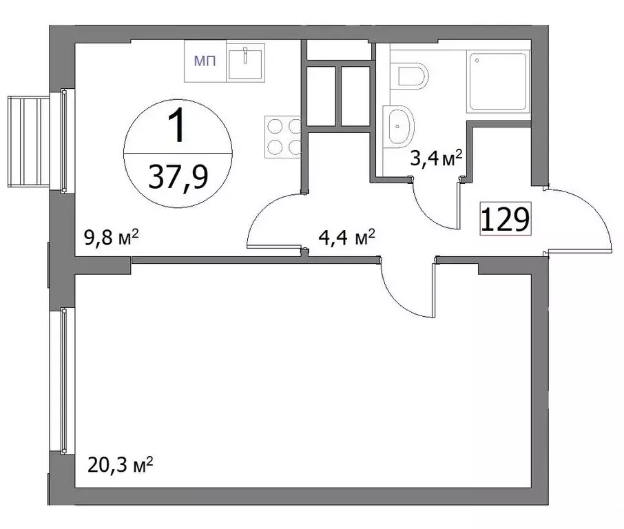 1-комнатная квартира: Нижний Новгород, улица Сергея Акимова, 50 (37.9 ... - Фото 1