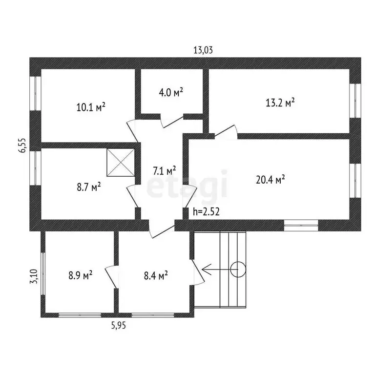 3-комнатная квартира: Березовка, Новая улица, 61 (65 м) - Фото 0