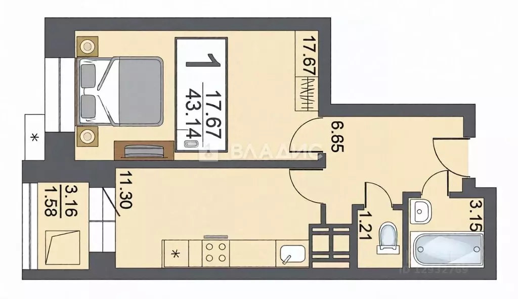 1-к кв. Пензенская область, Пензенский район, Засечный сельсовет, с. ... - Фото 2