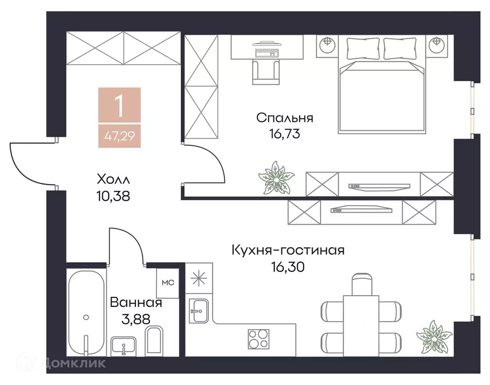 1-к кв. Рязанская область, Рязанский район, Полянское с/пос, с. Поляны ... - Фото 0
