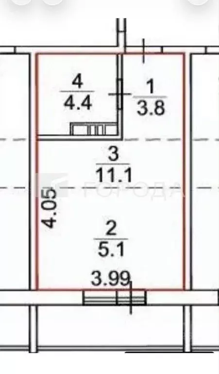 Студия Новосибирская область, Обь Октябрьская ул., 3 (25.0 м) - Фото 2
