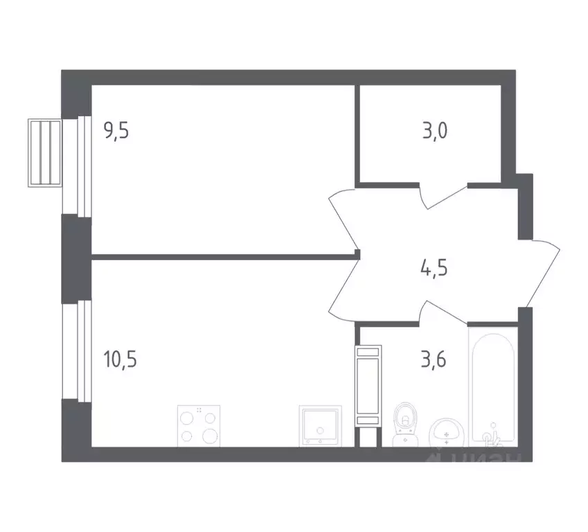 1-к кв. Москва Сосенское поселение, просп. Куприна, 30к2 (30.1 м) - Фото 1