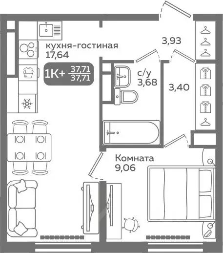 1-к кв. Тюменская область, Тюмень ул. Заполярная, 9/2 (37.71 м) - Фото 0