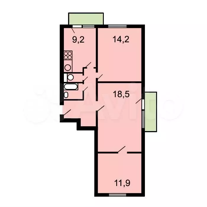 2-к. квартира, 65 м, 9/12 эт. - Фото 0