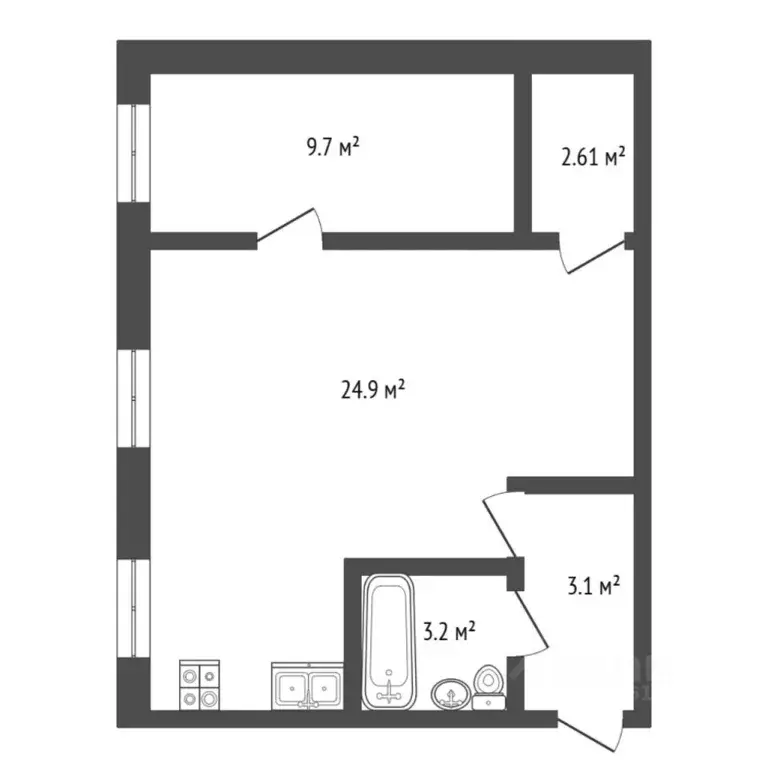 2-к кв. Тюменская область, Тюмень Рижская ул., 72 (43.0 м) - Фото 2