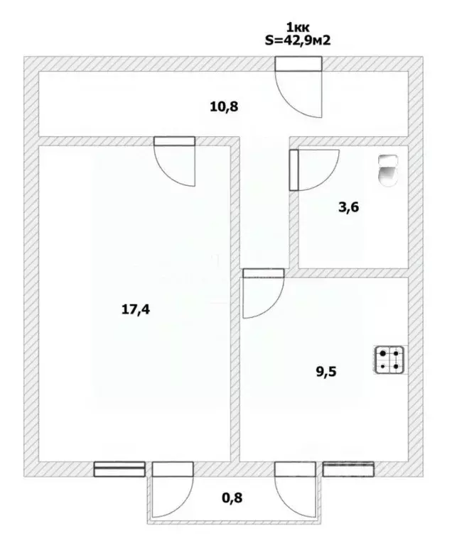 1-к кв. Калининградская область, Калининград ул. Баженова, 13А (42.9 ... - Фото 2