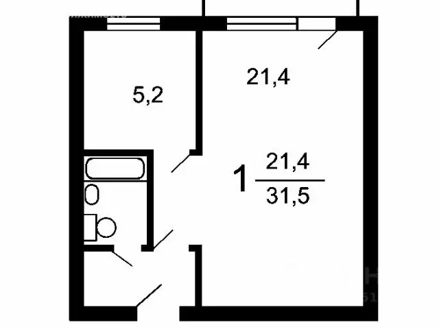 1-комнатная квартира: Москва, 4-й Вятский переулок, 21 (32 м) - Фото 1