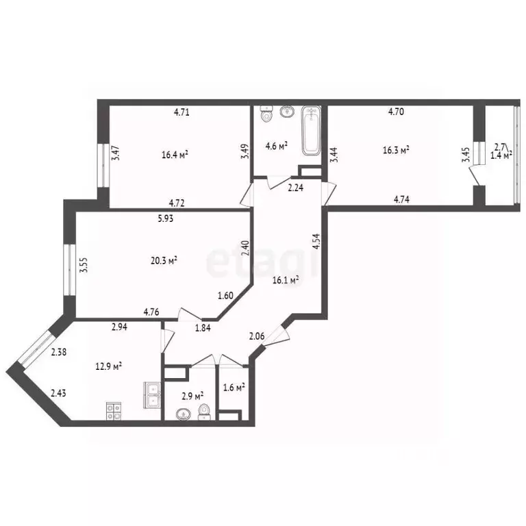 3-к кв. Санкт-Петербург Белградская ул., 26к9 (91.1 м) - Фото 1