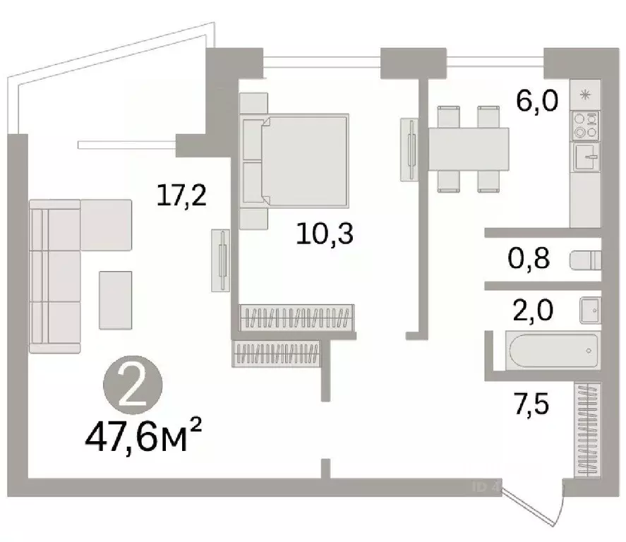 2-к кв. Московская область, Мытищи Летная ул., 24к1 (47.6 м) - Фото 1