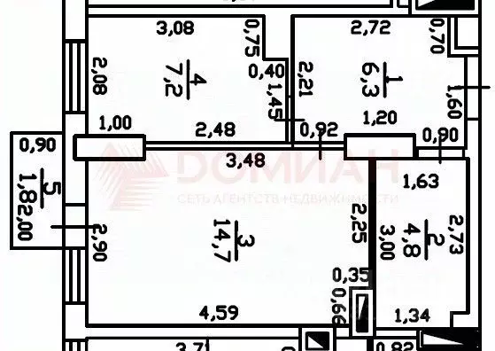 1-к кв. Ростовская область, Ростов-на-Дону Стабильная ул., 3с1 (34.8 ... - Фото 1