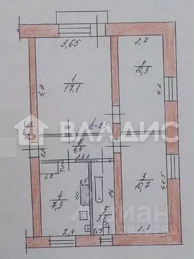 3-к кв. Пензенская область, Сердобск Строительная ул., 25 (53.4 м) - Фото 2