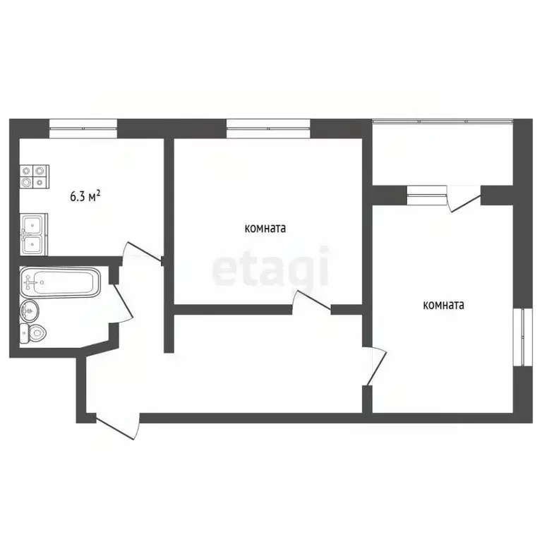 2-к кв. Московская область, Люберцы городской округ, Октябрьский пгт ... - Фото 2