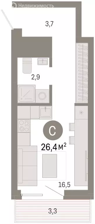 Квартира-студия: Екатеринбург, жилой район Эльмаш, Механический ... - Фото 2