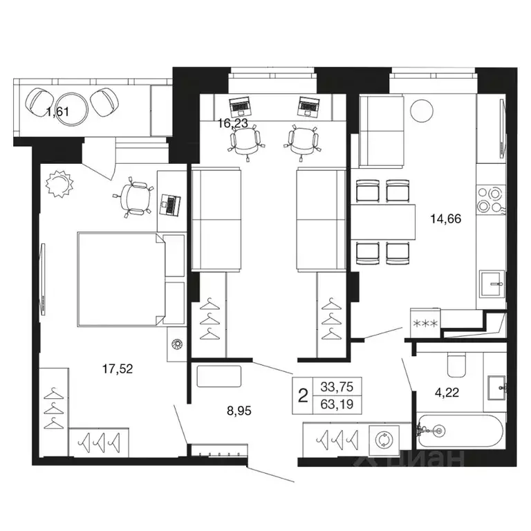 2-к кв. Московская область, Апрелевка Наро-Фоминский городской округ, ... - Фото 1
