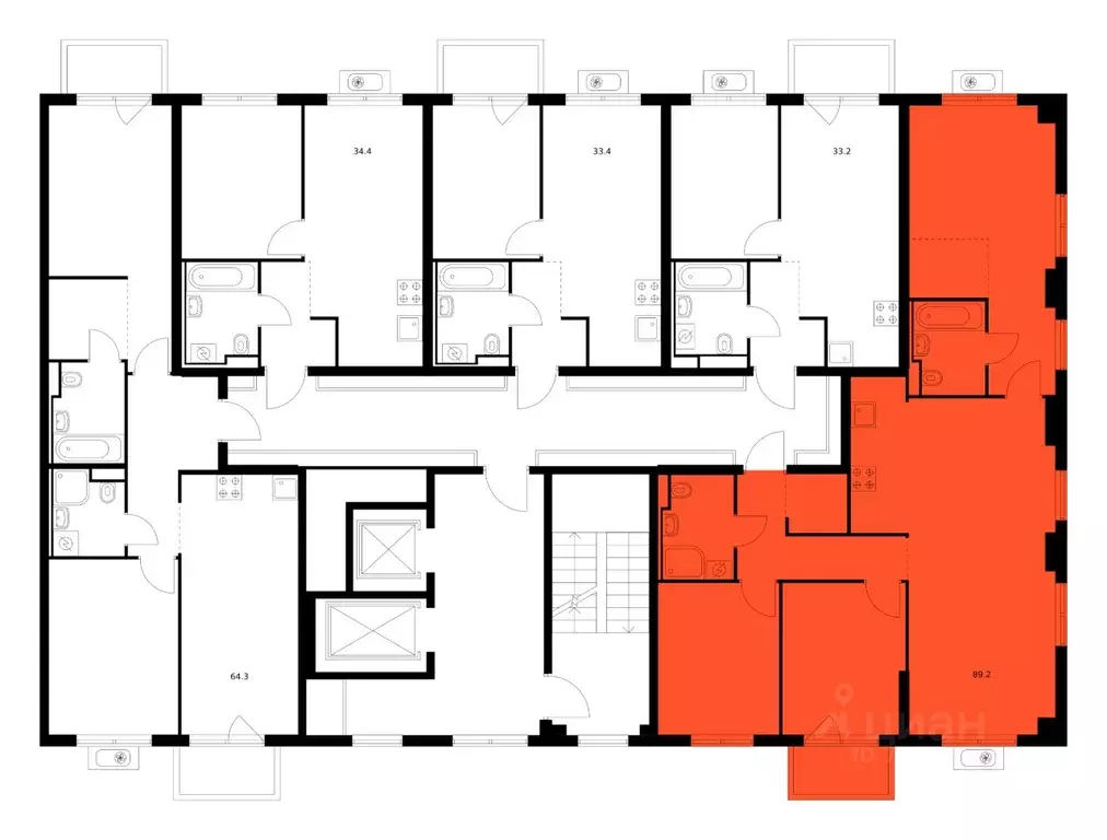 3-к кв. Ленинградская область, Всеволожский район, Заневское городское ... - Фото 2