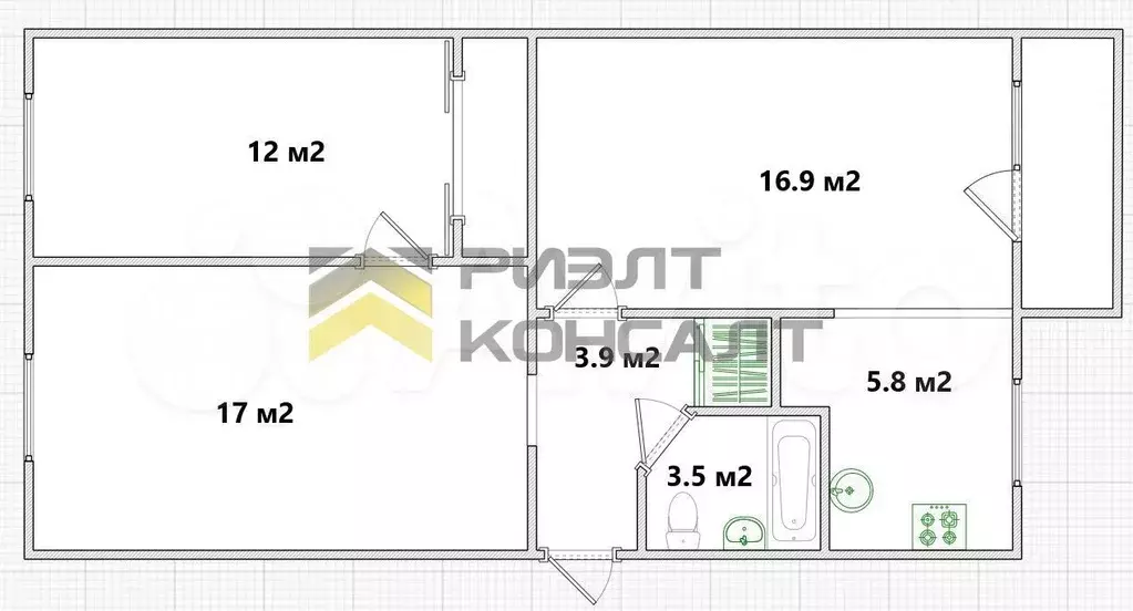 3-к. квартира, 62 м, 4/5 эт. - Фото 0