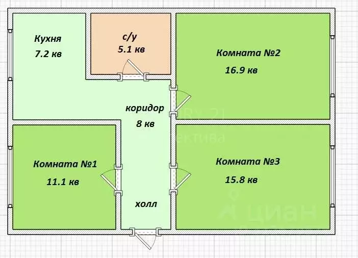 3-к кв. Московская область, Люберцы Октябрьский просп., 120к1 (63.7 м) - Фото 1