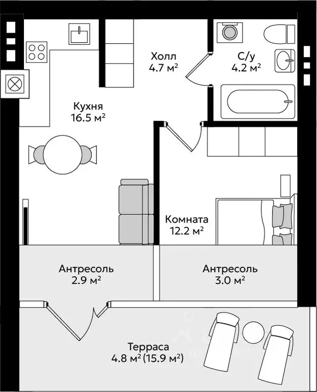 1-к кв. Калининградская область, Гурьевск Пражский жилой комплекс ... - Фото 2