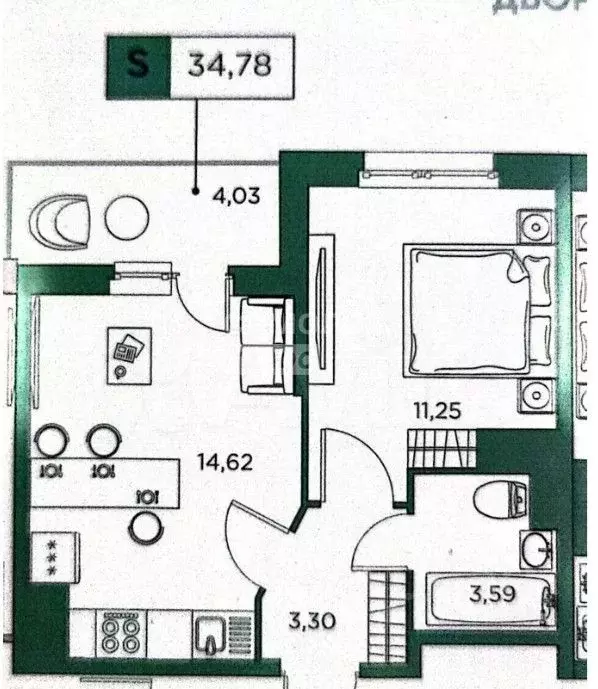 1-к кв. Санкт-Петербург ул. Русановская, 20к3 (34.8 м) - Фото 1