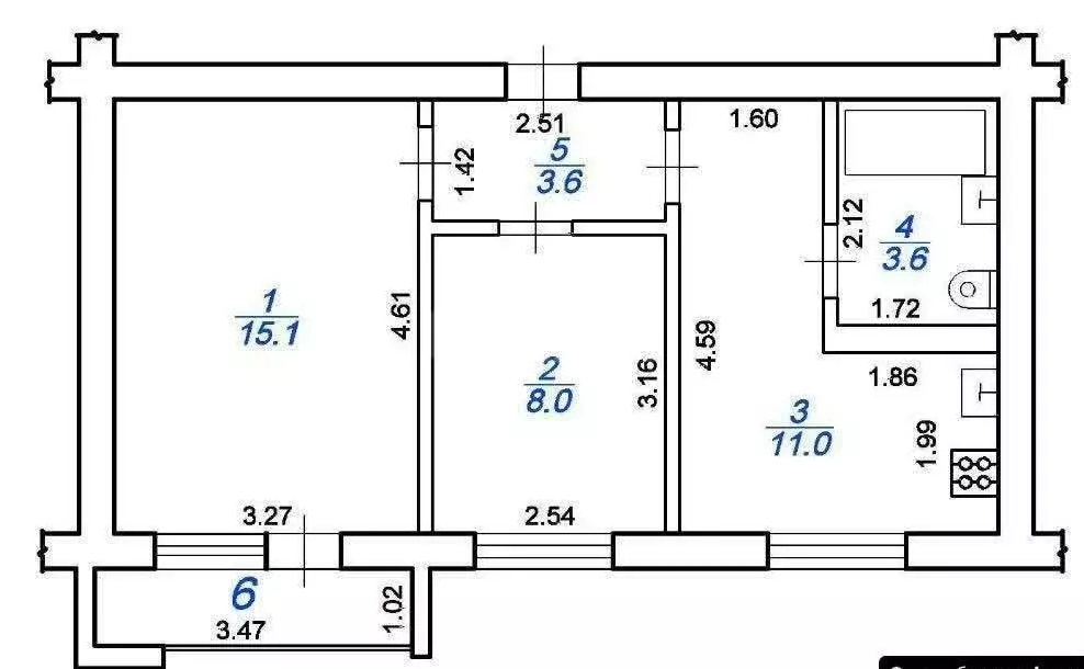 2-комнатная квартира: Конаково, Учебная улица, 11 (45 м) - Фото 1