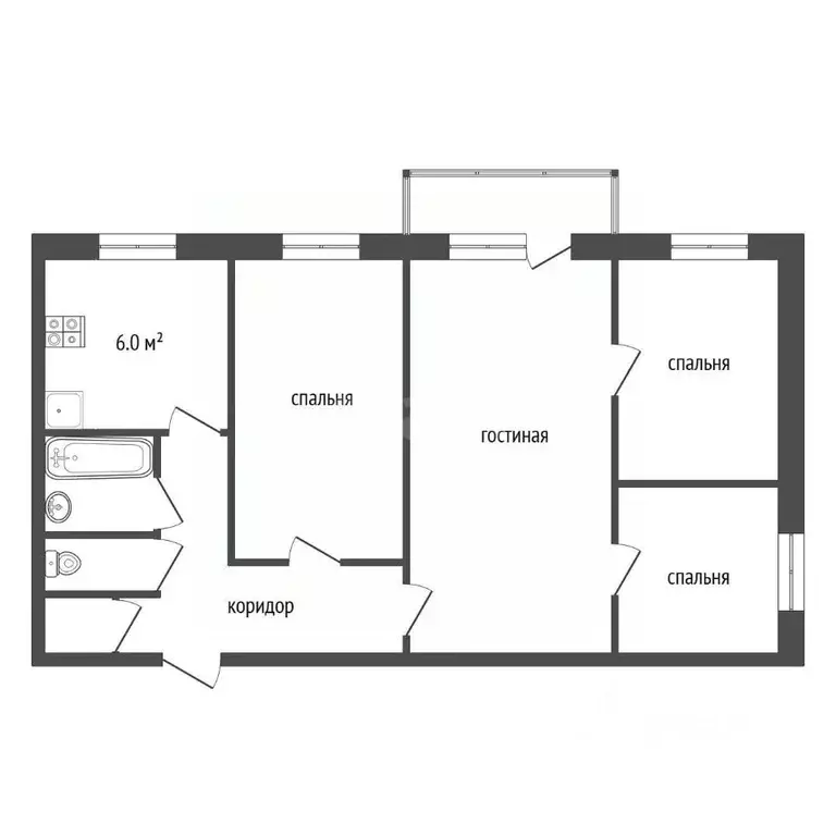 4-к кв. Тамбовская область, Тамбов Социалистическая ул., 85А (60.5 м) - Фото 1