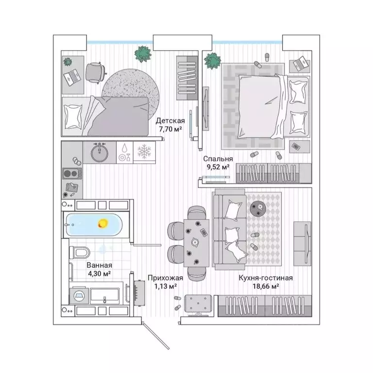 2-к кв. Приморский край, Владивосток Гринвуд жилой комплекс (42.2 м) - Фото 1