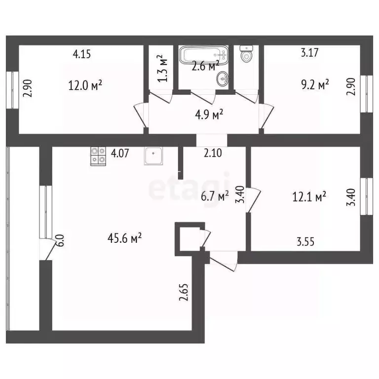 3-к кв. Саратовская область, Балашов Юбилейная ул., 38 (50.6 м) - Фото 2