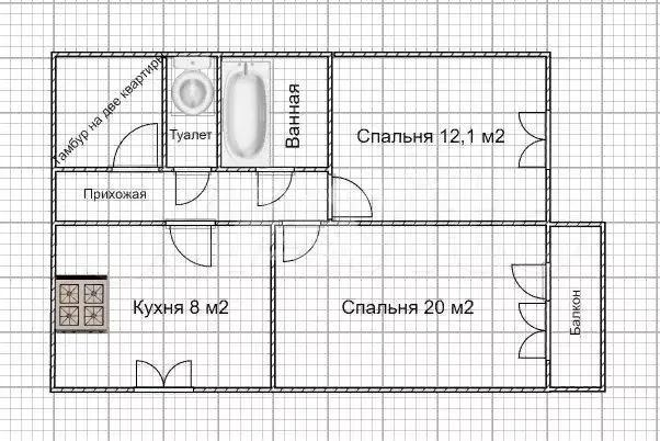 2-к. квартира, 56,9 м, 3/6 эт. - Фото 0