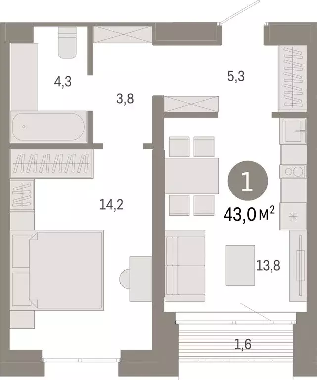 1-комнатная квартира: Екатеринбург, улица Советских Женщин (43 м) - Фото 0