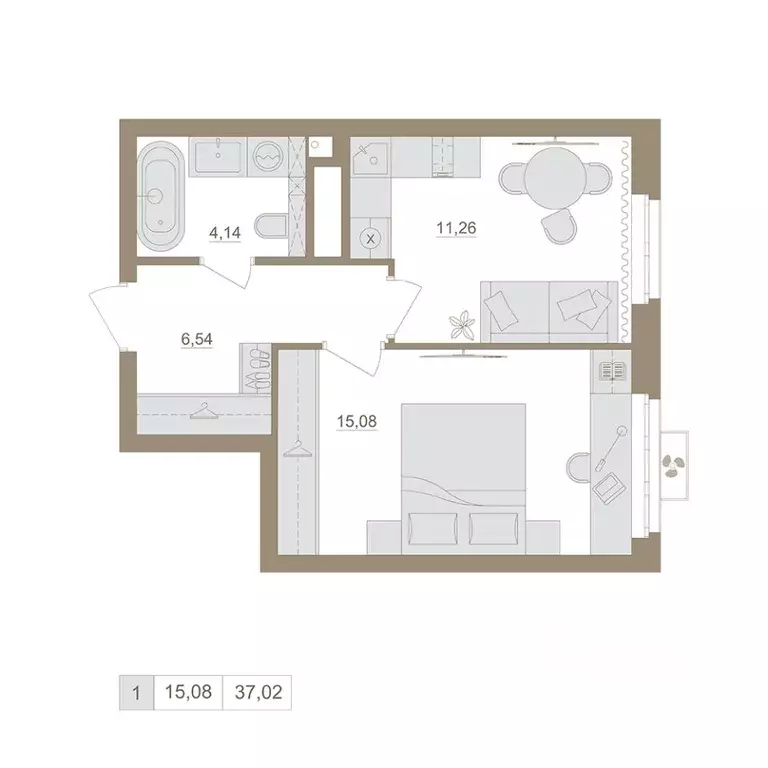 1-к кв. Башкортостан, Уфа бул. Яркий (37.02 м) - Фото 1