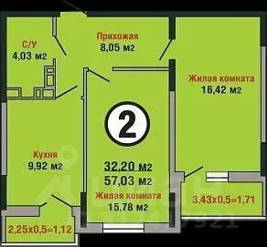 2-к кв. Краснодарский край, Краснодар ул. Душистая, 60к2 (58.0 м) - Фото 0