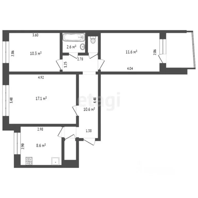 3-к кв. Владимирская область, Ковров ул. Дегтярева, 162 (64.7 м) - Фото 1