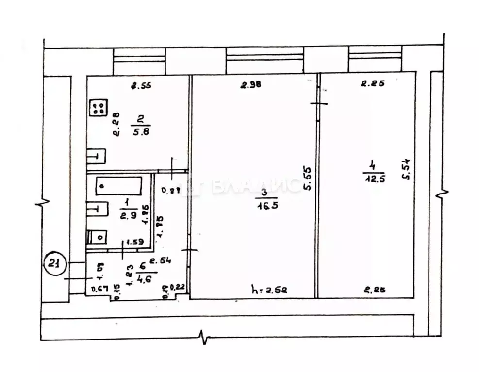 2-к кв. Брянская область, Брянск ул. Кольцова, 4 (42.3 м) - Фото 1