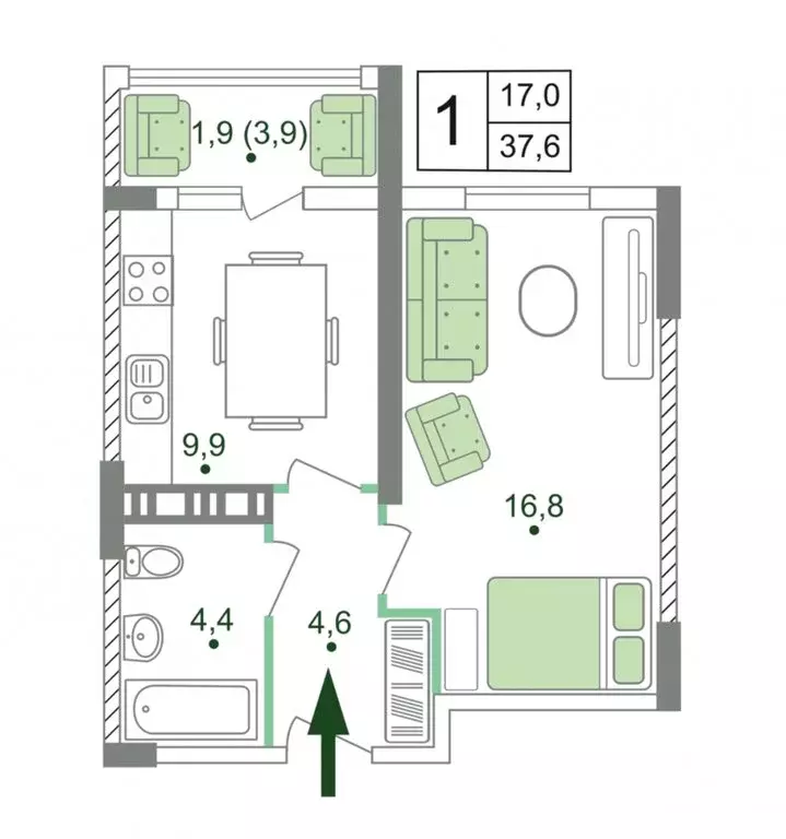 1-комнатная квартира: Симферополь, Мраморный переулок, 36 (39.8 м) - Фото 0