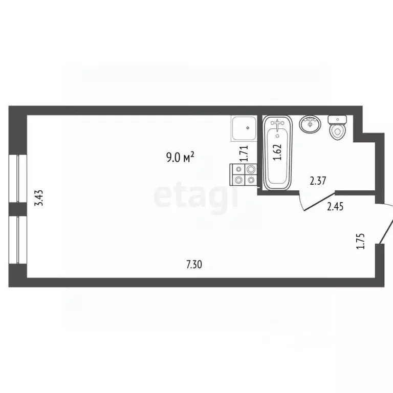 Студия Москва Новоостаповская ул., 20 (24.5 м) - Фото 1