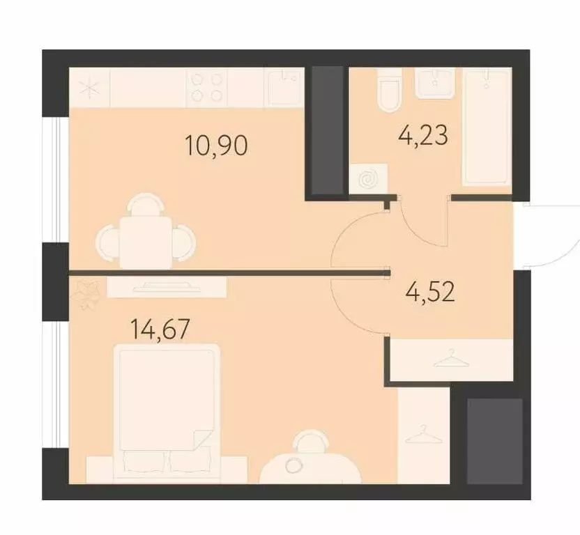 1-комнатная квартира: Екатеринбург, улица Академика Ландау (34.32 м) - Фото 1