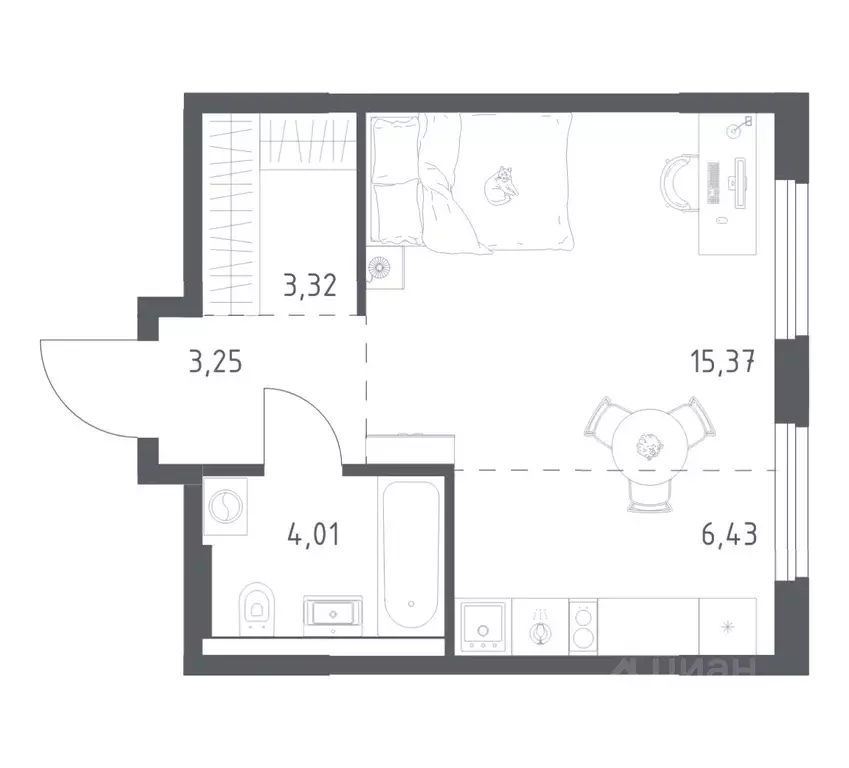 1-к кв. Башкортостан, Уфа ул. Минигали Губайдуллина, 8к9 (32.38 м) - Фото 1