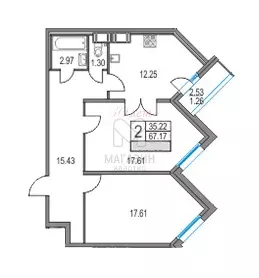 Продаётся 2-к квартира, 67 м - Фото 1