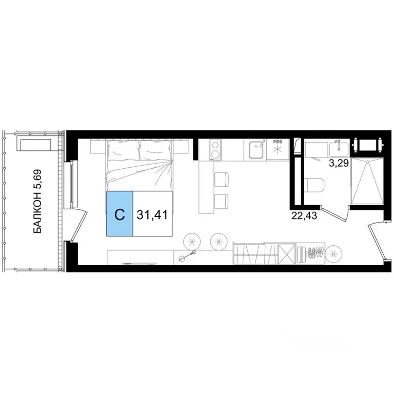 1-к кв. Краснодарский край, Анапа Лучи жилой комплекс (31.41 м) - Фото 1